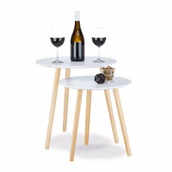 Relaxdays 10020985, Table basse, Forme arrondie, 3 pieds, Blanc