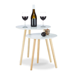 Relaxdays 10020985 Table basse Forme arrondie 3 pieds