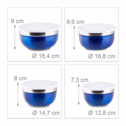 Relaxdays 4052025969257 bol Ensemble de bols Rond Acier inoxydable Bleu, Argent 4 pièce(s)