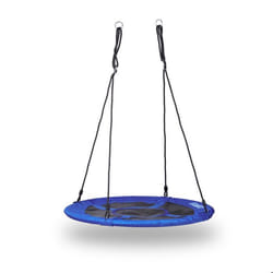 Relaxdays Balançoire nid doiseau rond pour le jardin avec assise charge max. 100 kg extérieur HxlxP: 145 x 100 x 100 cm bleu