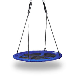 Relaxdays - Balançoire nid d'oiseau rond pour le jardin avec assise charge max. 100 kg extérieur HxlxP: 150 x 110 x 110 cm, bleu foncé