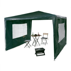 Tonnelle pavillon chapiteau pergola festival 3x3 m , 2 côtés fenêtres métal pe tente de jardin, vert - Relaxdays