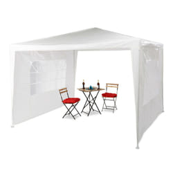 Tonnelle pavillon chapiteau pergola festival 3x3 m , 2 côtés fenêtres métal pe tente de jardin, blanc - Relaxdays
