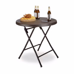 Relaxdays BASTIAN, Marron, Plastique, Acier, Forme arrondie, 4 pieds, Jambes en X, 800 mm