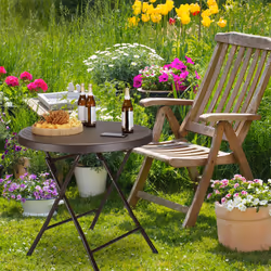 Relaxdays BASTIAN table de jardin Marron Forme arrondie