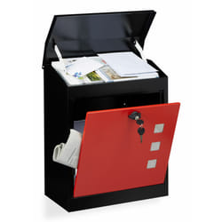 Boîte aux lettres murale grande xl pour paquet avec clapet sécurité avec clés HxlxP: 53 x 43,5 x 26 cm, noir-rouge - Relaxdays