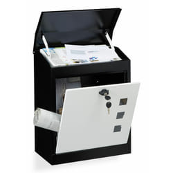 Boîte aux lettres murale grande xl pour paquet avec clapet sécurité avec clés HxlxP: 53 x 43,5 x 26 cm, noir-blanc - Relaxdays
