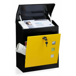 Boîte aux lettres murale grande xl pour paquet avec clapet sécurité avec clés HxlxP: 53 x 43,5 x 26 cm, noir-jaune - Relaxdays