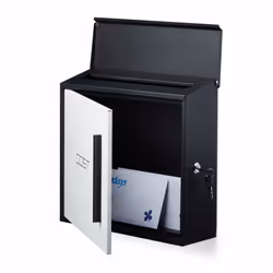 Relaxdays Boîte aux lettres murale moderne en acier bicolore design HxlxP: 33 x 35 x 12,5 cm fente porte DIN-A4, noir-blanc