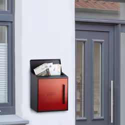Relaxdays - Boîte aux lettres murale moderne en acier bicolore design HxlxP: 33 x 35 x 12,5 cm fente porte DIN-A4, noir-rouge