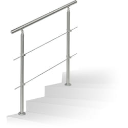 Relaxdays - Rampe d'escalier en inox pour extérieur 1,0 de long 2 poteaux et 2 tringles, argenté