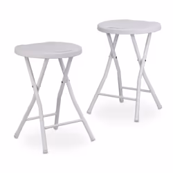 Relaxdays 4052025970345, Siège rigide, Rond, Blanc, Plastique, Acier, Solide, 4 pieds
