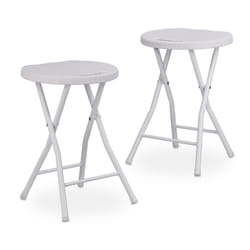 Relaxdays 4052025970345 tabouretsde jardin Rond Blanc Plastique, Acier