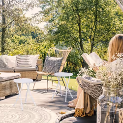 Relaxdays 4052025970345 tabouretsde jardin Rond Blanc Plastique, Acier
