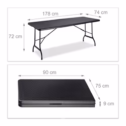 Relaxdays 4052025970468 table de jardin Noir Forme rectangulaire