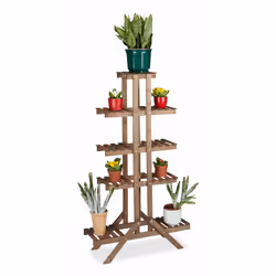 Relaxdays 4052025970703, Support de pots, Bois, Marron foncé, Intérieure, 15 kg, 9 étagères