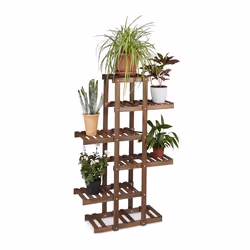 Relaxdays Etagère à fleurs en bois escalier pour plantes 5 niveaux échelle fleurs 125 x 81 x 25 cm marron foncé