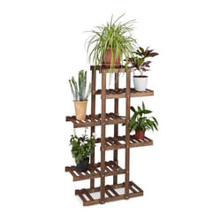 Relaxdays Etagère à fleurs en bois escalier pour plantes 5 niveaux échelle fleurs 125 x 81 x 25 cm marron foncé
