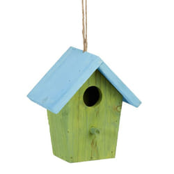 Relaxdays - Maison à oiseaux nichoir perchoir en bois coloré à suspendre HxlxP: 16 x 15 x 11 cm, vert