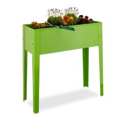 Relaxdays - Potager élevé en métal jardinière sur pied balcon en hauteur terrasse HxlxP: 80,5 x 81,5 x 31 cm, vert clair