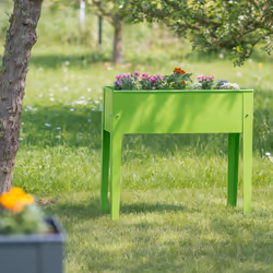 Relaxdays - Potager élevé en métal jardinière sur pied balcon en hauteur terrasse HxlxP: 80,5 x 81,5 x 31 cm, vert clair