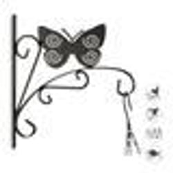 Relaxdays Crochet mural pour plantes papillon suspensions pot de fleurs en métal décoration de jardin HxlxP 30 x 28 x 2 cm noir