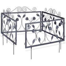 Relaxdays - Clôture décorative de jardin en métal, 4 panneaux extérieurs avec feuilles, 34,5x56,5 cm, différentes couleurs