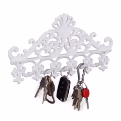 Relaxdays 4052025971854, Mural, Fer, 5 crochet(s), Blanc, 5 kg, Adultes