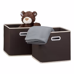 Relaxdays 4052025972431, Boîte de rangement, Marron, Carré, Carton, Toison, Plastique, Monochromatique, 25 L