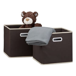 Relaxdays 4052025972431 Boîte de rangement Carré Carton, Toison, Plastique Marron