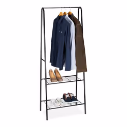Relaxdays Portant à vêtements SANDRA avec 2 niveaux métal (acier) barre pratique HLP 160 x 615 x 38 cm noir