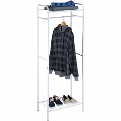Faites de la place dans votre couloir. Ce portant à vêtements SANDRA dispose de 2 compartiments de rangement et une tringle à ...