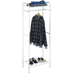 Portant à vêtements, surfaces de rangement, tringle, range-chaussures, HxLxP: 166 x 60,5 x 38 cm, blanc-gris - Relaxdays