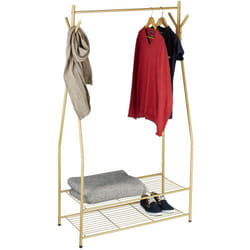 Relaxdays - Portant à vêtements, métal, large, tringle, 2 niveaux pour bottes, HxLxP: 162 x 90 x 40 cm, marronné