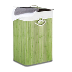 Relaxdays 4052025972745 panier à linge 83 L Rectangulaire Bambou, Coton Crème, Vert