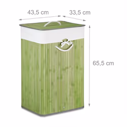 Relaxdays 4052025972745 panier à linge 83 L Rectangulaire Bambou, Coton Crème, Vert
