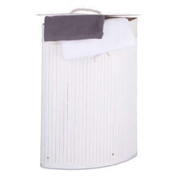 Relaxdays 4052025972851 panier à linge 60 L Coin Bambou Blanc