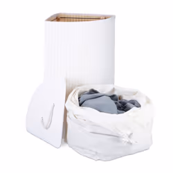 Relaxdays 4052025972851 panier à linge 60 L Coin Bambou Blanc