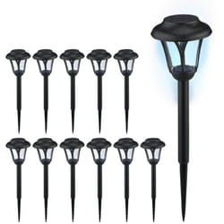 Relaxdays - Lampe solaire pour votre extérieur, en set de 12, led, avec piquet, éclairage moderne, hd : 39 x 11 cm, noire