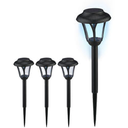 Relaxdays Lampe solaire pour votre extérieur, en set de 4, LED, avec piquet, éclairage moderne, HD : 39 x 11 cm, noire