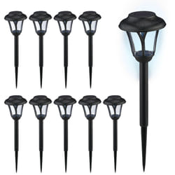 Relaxdays - Lampe solaire pour votre extérieur, en set de 10, led, avec piquet, éclairage moderne, hd : 39 x 11 cm, noire