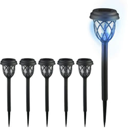 Relaxdays - Lampe solaire pour extérieur en set de 6, lanterne led. avec piquet, hd : 42,5x10 cm, noire et transparente