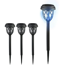 Relaxdays - Lampe solaire pour extérieur en set de 4, lanterne led. avec piquet, hd : 42,5x10 cm, noire et transparente
