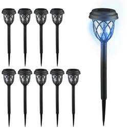Relaxdays Lampe solaire pour extérieur en set de 10, lanterne LED, avec piquet, HD : 42,5x10 cm, noire et transparente