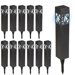 Relaxdays - Lampe solaire pour extérieur, en set de 12, étanche, détecteur crépusculaire, led, hlp : 41 x 6 x 6 cm, noire