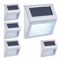 Relaxdays Lampe solaire pour extérieur set de 5 montage mural éclaire maison/jardin LED lumière blanche argentée
