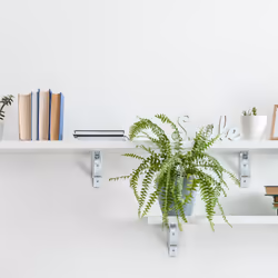 Lot de 4 équerres murales, fixations pliables, pour le mur, supports, métal, HxLxP : 11x3x20 cm, blanc - Relaxdays - Vue supplémentaire 4