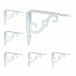 Lot de 6 équerres murales, supports pour le mur, métal, cornières à fixer, HxLxP : 11x2,5x14 cm, blanc - Relaxdays