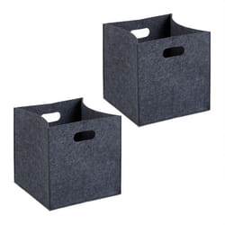 Relaxdays Lot de 2 boîtes de rangement pliables HxLxP : 30x30x30 cm poignées bacs en feutre à plier anthracite