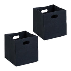 Relaxdays Lot de 2 boîtes de rangement caisses pliables HxLxP : 30x30x30 cm poignées bacs en feutre à plier noir